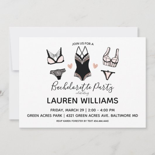 Lingerie Bachelorette partijuitnodiging Kaart (Voorkant)