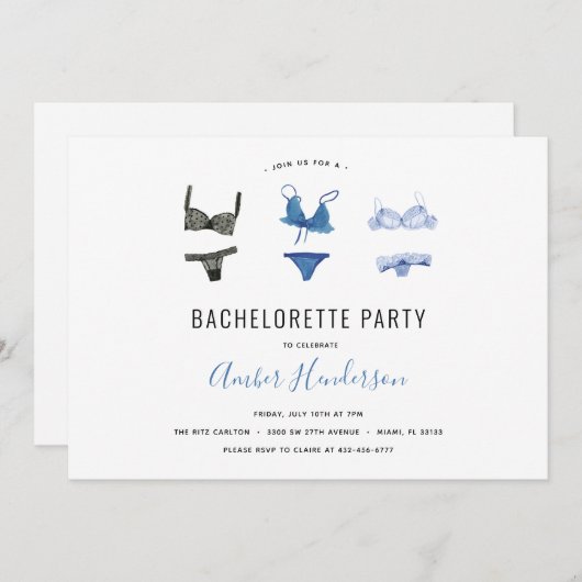 Lingerie Bachelorette Party Invitation (Devant / Derrière)