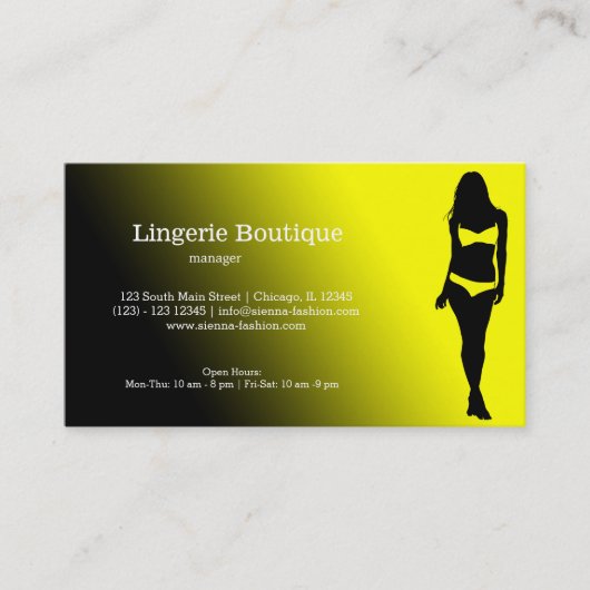 Lingerie Boutique Visitekaartje (Voorkant)