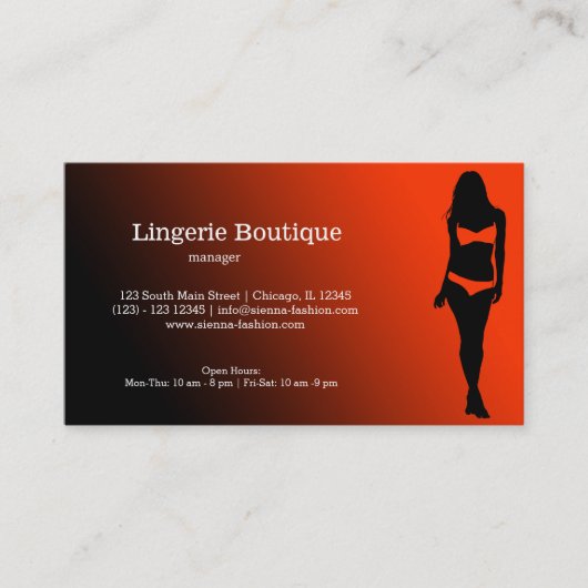 Lingerie Boutique Visitekaartje (Voorkant)