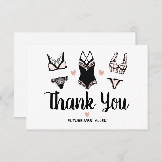 Lingerie Bruidsmeisjes Uitnodiging Platte Dankjewe (Voorkant / Achterkant)