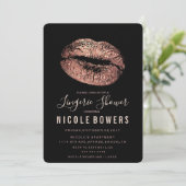 Lingerie Bruiloft Roze Gouden Lippen Uitnodiging (Staand voorkant)