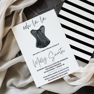 Lingerie Bruiloftsfeest, Zwart en Wit, Bruidsfeest Kaart