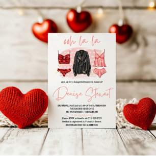 Lingerie Bruiloftsfeest, Zwart, Roze, Rood, Bruids Kaart
