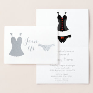 Lingerie design vrijgezellenfeest folie kaarten