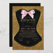 Lingerie douche bachelorette invitation or (Devant / Derrière)