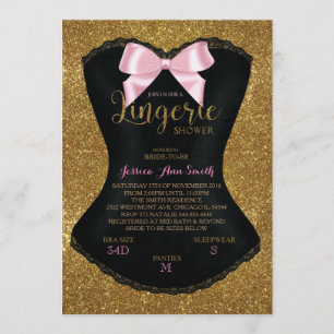 Lingerie douche bachelorette uitnodiging goud
