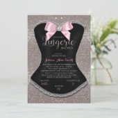Lingerie douche bachelorette uitnodiging zilver (Staand voorkant)