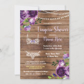 Lingerie Douche Bois Fleurs violettes Invitation (Devant)