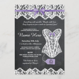 Lingerie Douche Bruids Party Chalk Lace Bow Uitnod Kaart