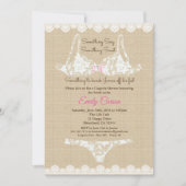Lingerie douche burlap lace uitnodiging rustig woo (Voorkant)