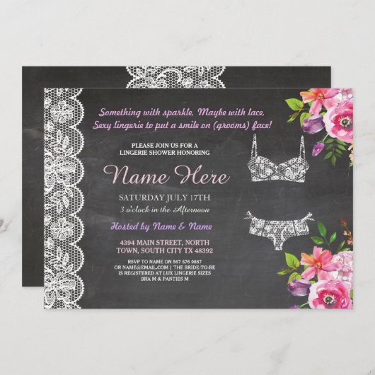Lingerie Douche de Mariée Invitation en Dentelle F (Devant / Derrière)