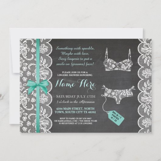 Lingerie Douche Invitation Mint Bridal Party dente (Devant)