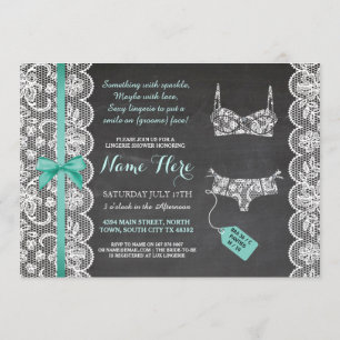 Lingerie Douche Invitation Mint Bridal Party dente