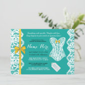 Lingerie Douche Invitation Turquoise Gold Bridal P (Debout devant)