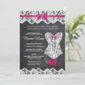 Lingerie Douche mariée Chalk Lace Bow Invitation (Debout devant)