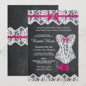 Lingerie Douche mariée Chalk Lace Bow Invitation (Devant / Derrière)