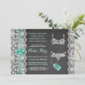 Lingerie Douche Nodig Mint Bruids Party Kant Kaart (Staand voorkant)