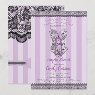 Lingerie douche. Paarse elegante bruidepartij Kaart