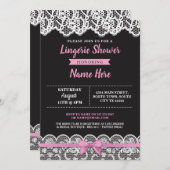 Lingerie Douche rose noir dentelle Bow Invitation (Devant / Derrière)