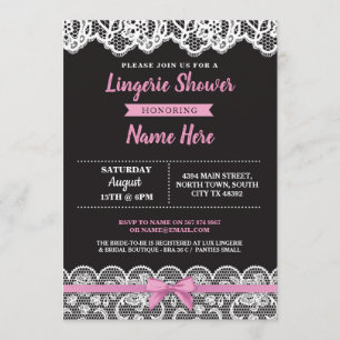 Lingerie Douche rose noir dentelle Bow Invitation