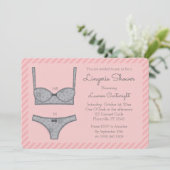 Lingerie Douche rose rayures avec invitation gris (Debout devant)