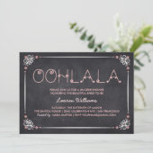 Lingerie Douche Uitnodigingen Chalkboard & Roze (Staand voorkant)