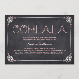 Lingerie Douche Uitnodigingen Chalkboard & Roze
