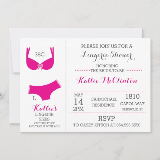 Lingerie Fête des mariées Bachelorette Invitations (Devant)