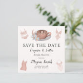 Lingerie & Lattes Bruidsfeest Save The Date (Staand voorkant)