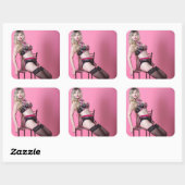 Lingerie-model Vierkante Sticker (Vel)