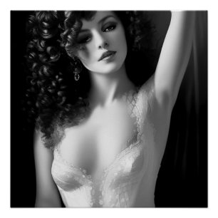 Lingerie Model zwart-wit Perfect Poster