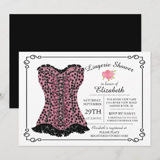 Lingerie nuptiale moderne et amusante Invitation (Devant / Derrière)