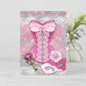 Lingerie Party PINK Key Corset Mask Zilver Kaart (Staand voorkant)
