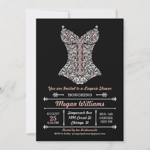 Lingerie Party uitnodiging op zwart