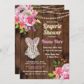 Lingerie rose Douche Fleurs de bois Invitation (Devant / Derrière)