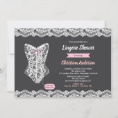 Lingerie rose douche invitation dentelle en tablea (Devant)