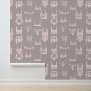 Lingerie Roze en Taupe Pattern Behang