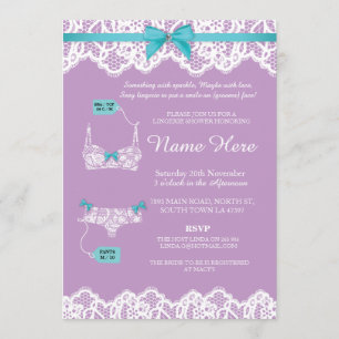 Lingerie Shower Bridal Partij Lace Pink Bow Invite Kaart