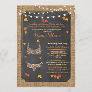 Lingerie Shower Bridal Party Autumn Lace Invite Kaart