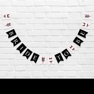 Lingerie Shower Bride om roze zwart te zijn Vlaggetjes