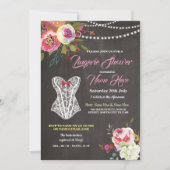 Lingerie Shower Chalk Corset Fleurs Invitation ros (Devant)