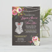 Lingerie Shower Chalk Corset Flowers nodigt roze u Kaart (Staand voorkant)