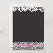 Lingerie Shower Pink Black Lace Bow Uitnodiging (Achterkant)
