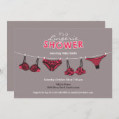 Lingerie Vrijgezellenfeest Flat Invitation Kaart (Voorkant / Achterkant)