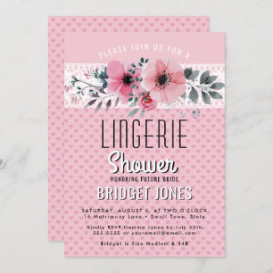 Lingerie Vrijgezellenfeest Pink Floral Hearts Lace Kaart