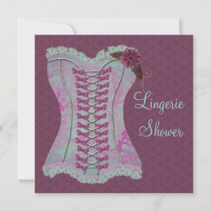Lingerie Vrijgezellenfeest Plum Blauwgroen Corset  Kaart