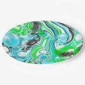 Linggroen en blauwe marmer zoals Swirls Bubbles Papieren Bordje (Gekanteld)