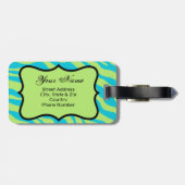 Linggroen en Turquoise Zebra & Cheetah Roze ventil Bagagelabel (Achterkant horizontaal)