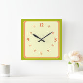Linggroene Bleke Lemon met Peach Numers Clock Vierkante Klok (Huis)